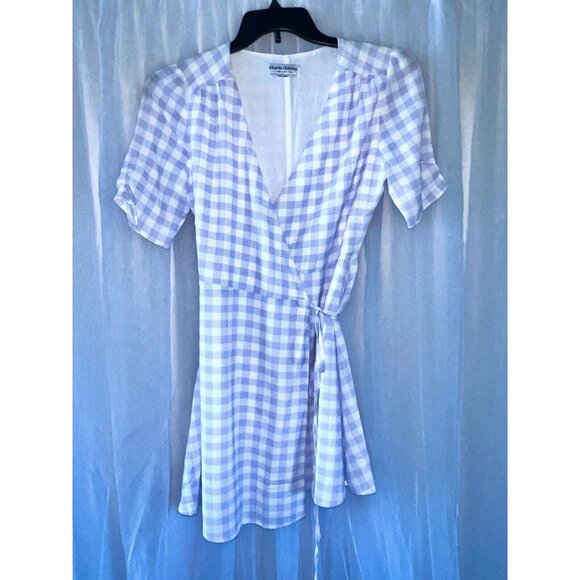 CHARLIE HOLIDAY JUNIPER TIE FRONT DAYTIME WRAP DRESS Lilac Size 4 - Picture 2 of 8